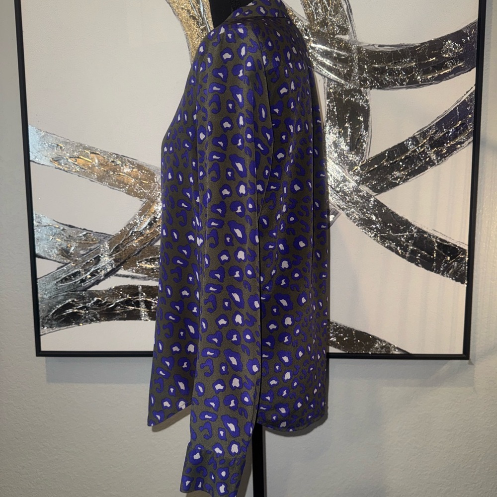 Joe Fresh Purple and Olive Leopard Print Blouse - Picture 3 of 5